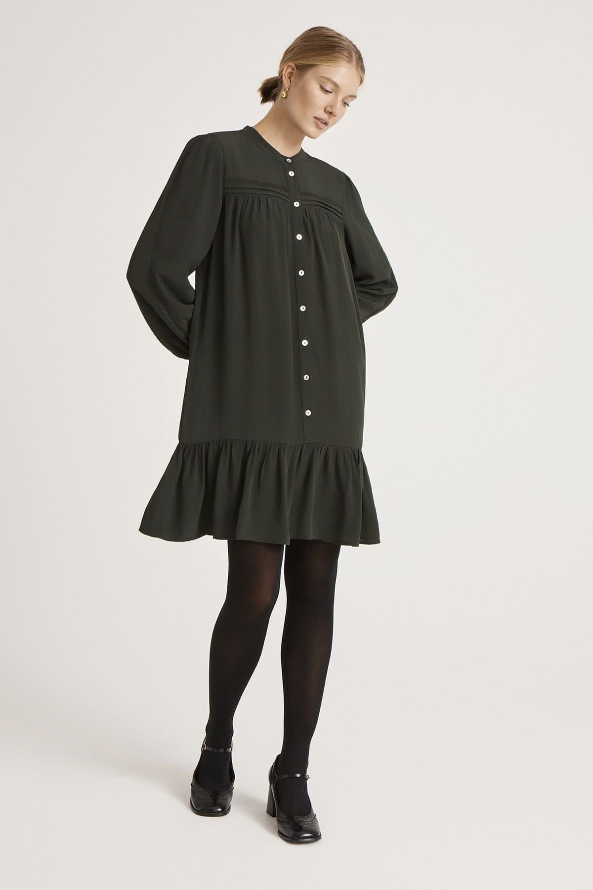 Finery London Finery London Women's Beccy Crepe Short Dress in Dark Green - 4