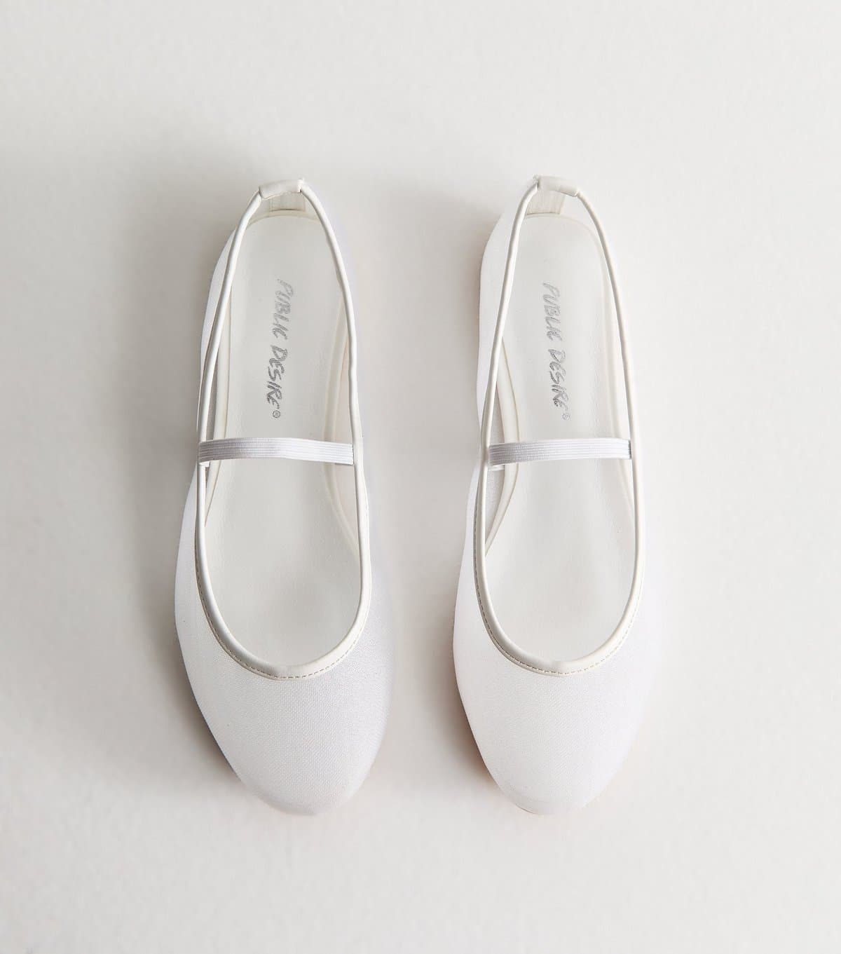 Public Desire Public Desire White Woven Ballet Pumps