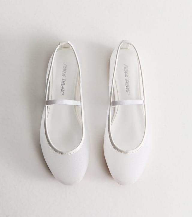Public Desire Women's White Twiggie Ballet Pumps Public Desire New Look - 2