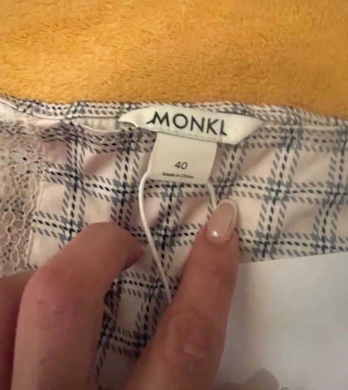 Monki Monki satin lace skirt in check