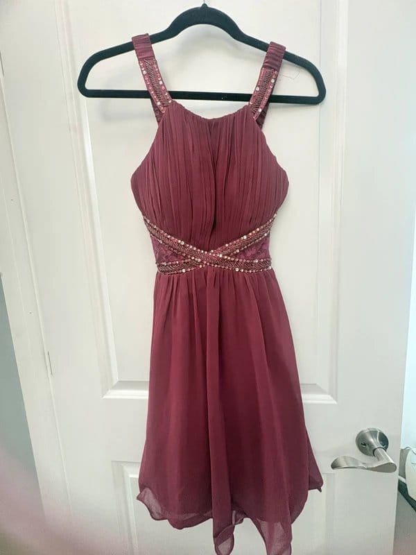 New Look Burgundy Satin Mini Dress