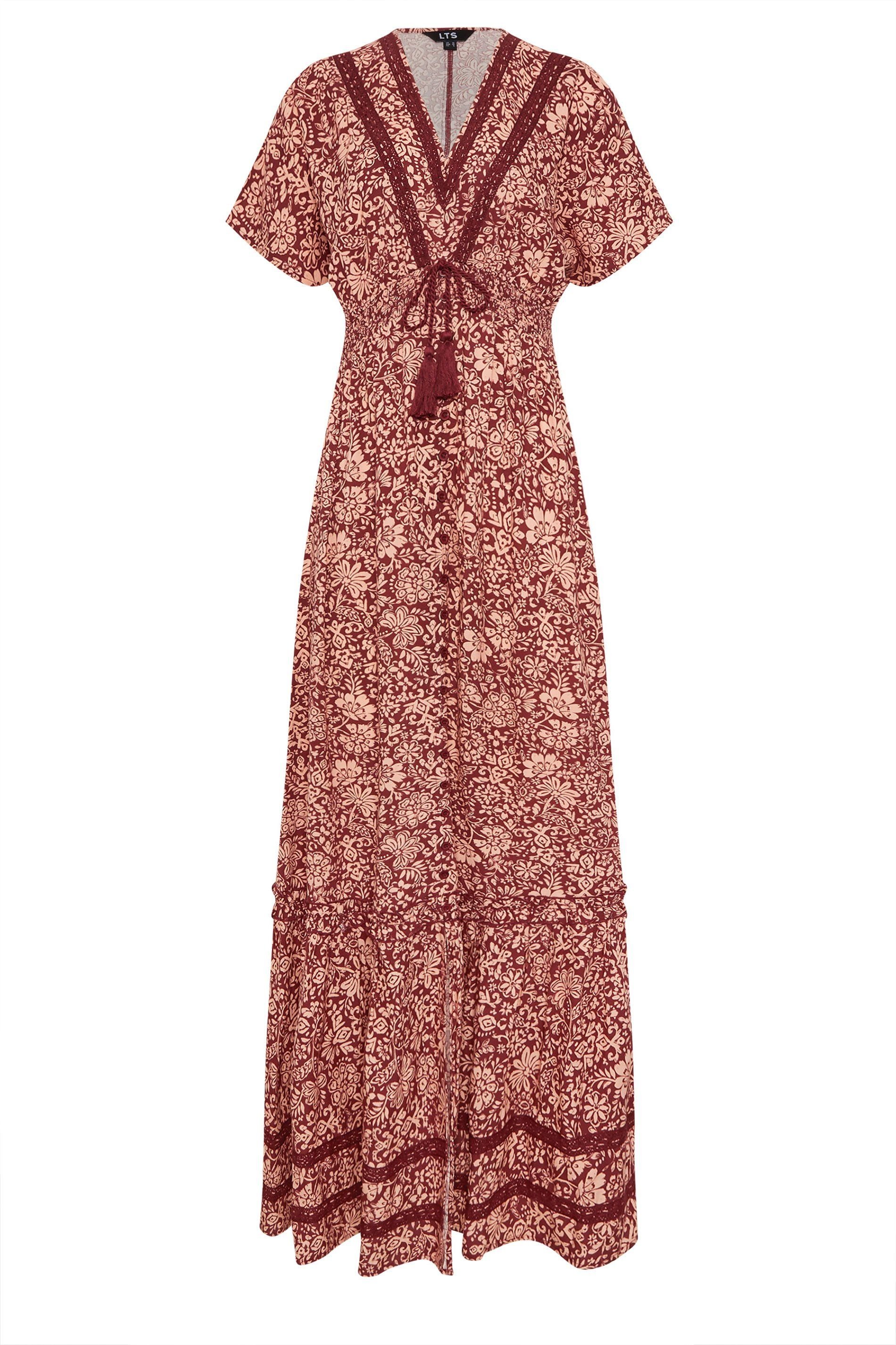 Long Tall Sally Long Tall Sally Women's Tall Floral Textured Maxi Dress in Wine - 2