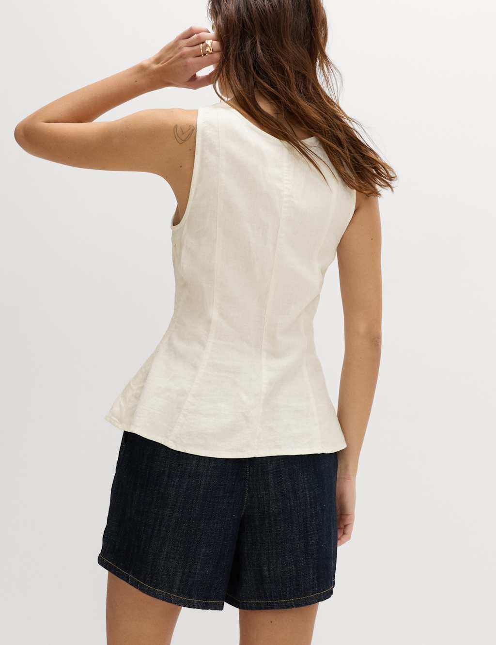 Marks & Spencer M&S Linen Rich Vest Top Ivory - 4