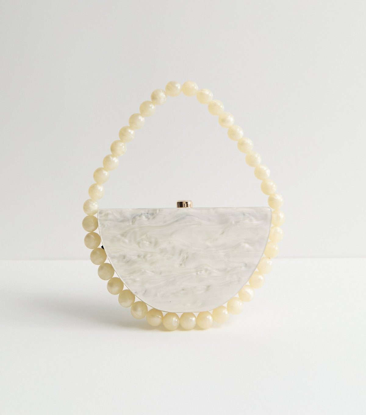 New Look Cream Pearl Effect Box Clutch New Look - 4