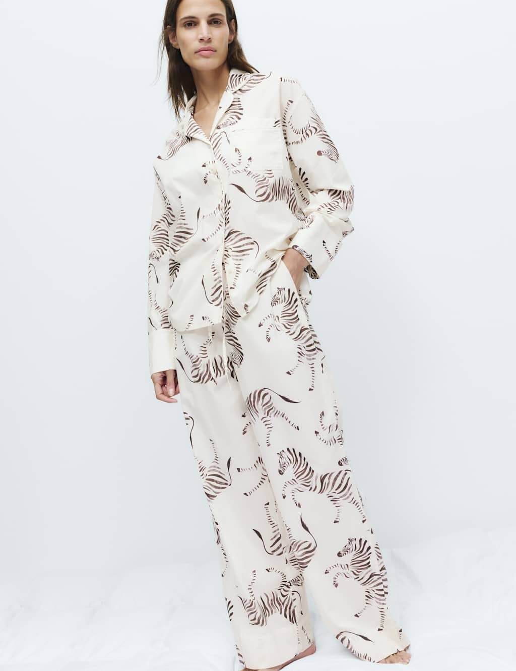 Marks & Spencer M&S Ivory Mix Zebra Print Pyjama Set