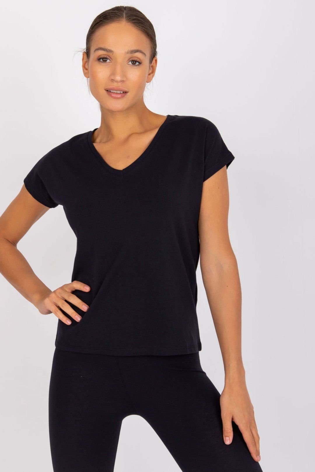 Love Lace Love Lace Women's Straight Cut Heart Neck Short Sleeve T-Shirt in Black
