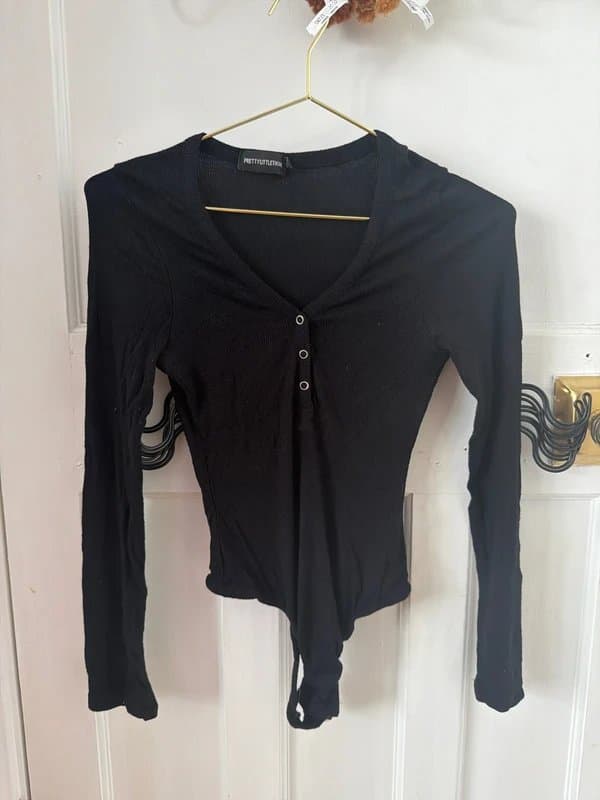 PrettyLittleThing Black rib bodysuit