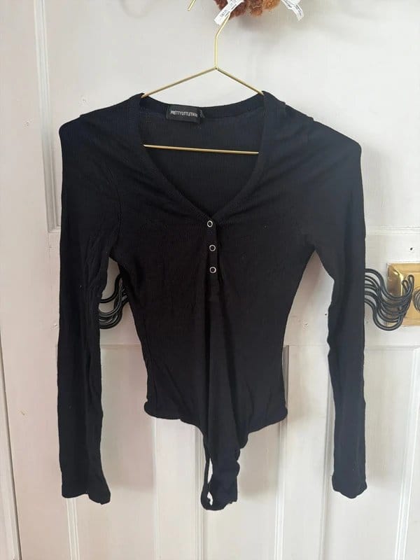 PrettyLittleThing Black Rib Bodysuit
