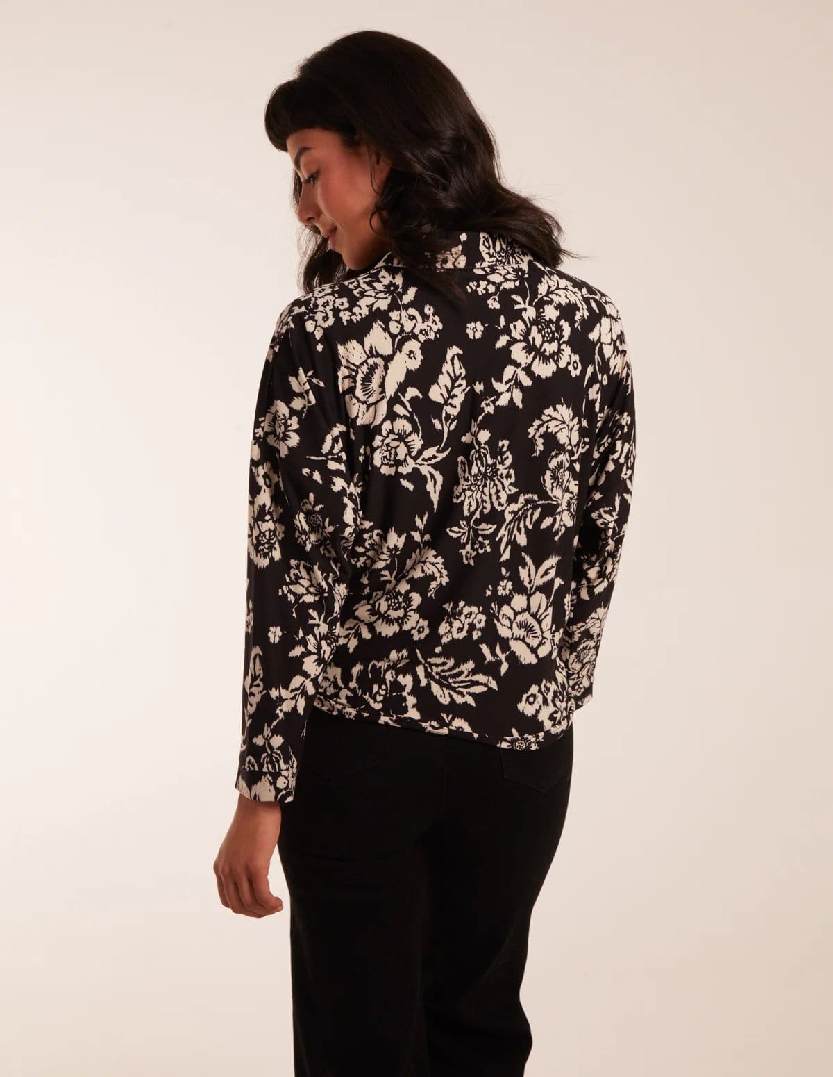 Blue Vanilla Floral Tie Front Oversized Shirt - 4