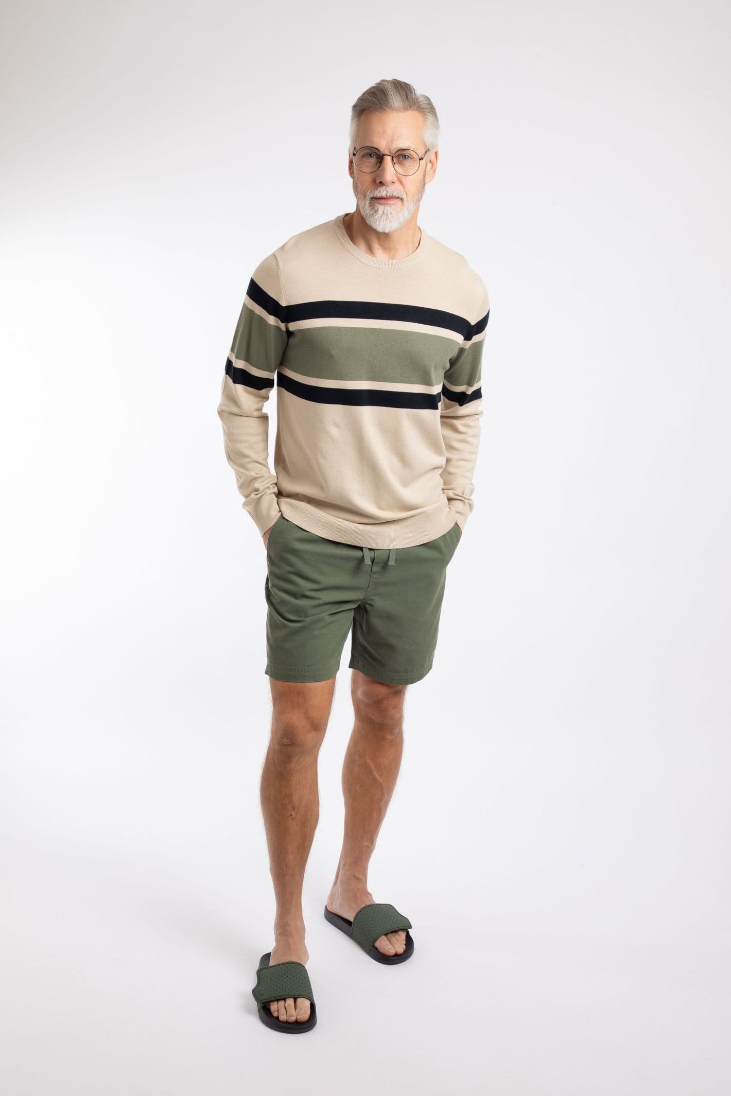 Weird Fish Weird Fish Men's Ryker Stripe Crew Neck Jumper in Nude - 4
