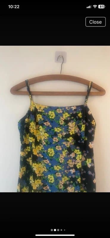 ASOS ASOS Design Black Yellow Ditsy Floral Split Front Midi Dress sz 10 Great Condition