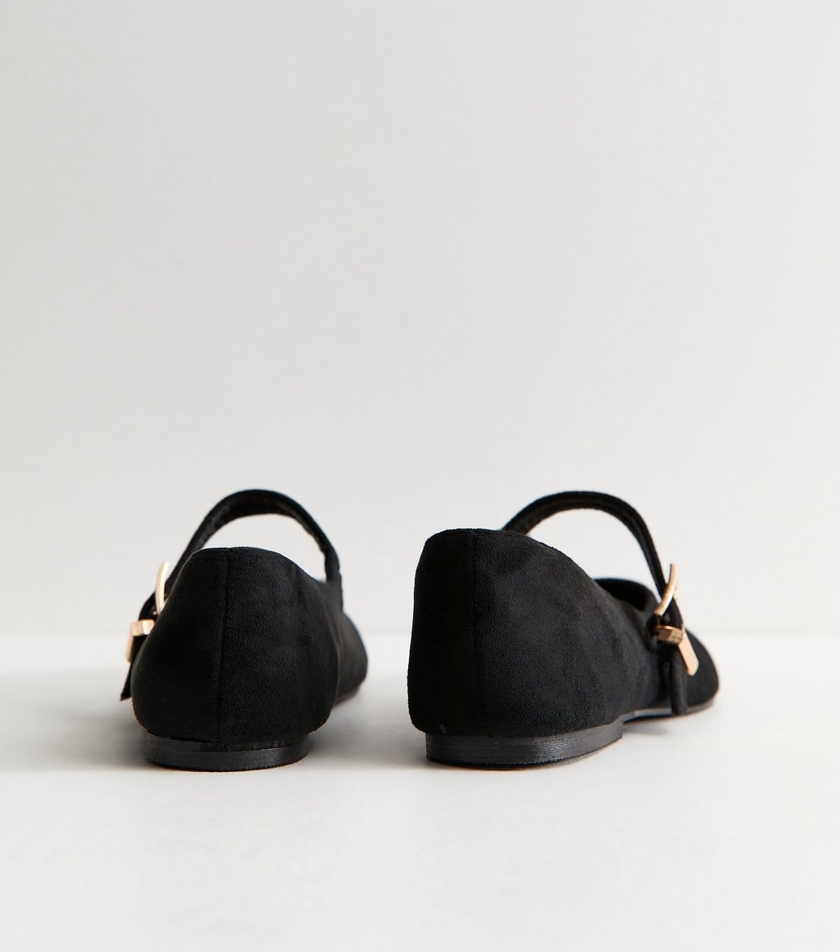 New Look Women's Truffle Black Faux Suede Mary Jane Flats Vegan New Look - 4