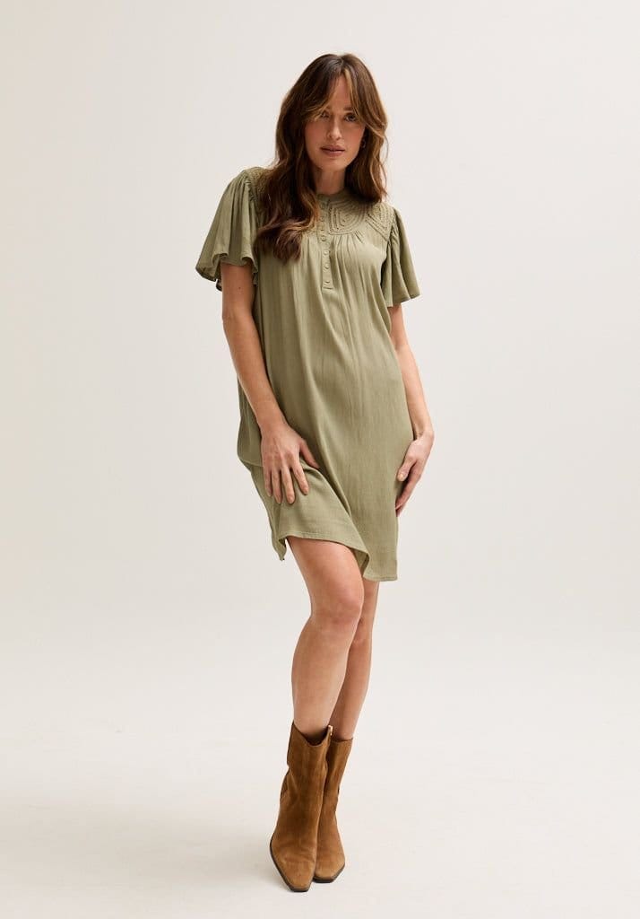Lily and Lionel Lily and Lionel Women's Roma Angel Sleeve Mini Dress In Green - 4