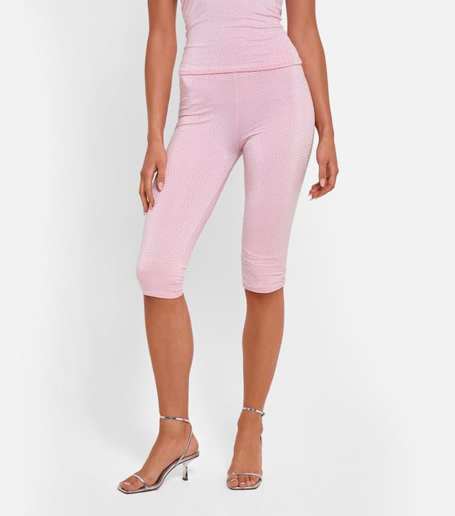 Public Desire Women's Light Pink Rhinestone Embellished Capri Trousers Public Desire New Look - 2