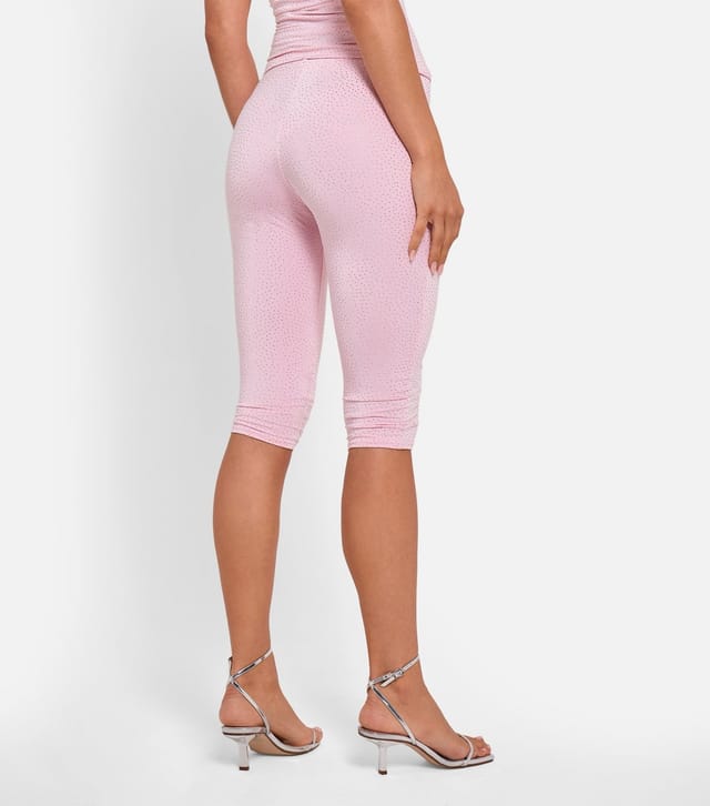 Public Desire Women's Light Pink Rhinestone Embellished Capri Trousers Public Desire New Look - 3