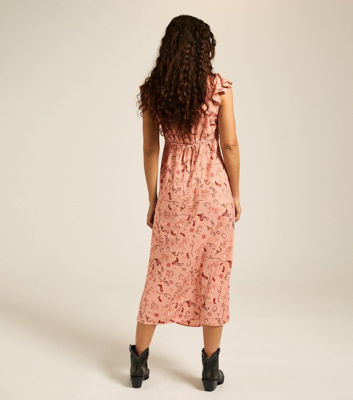 New Look Women's Pink Cowgirl Print Flutter Sleeve Midi Dress New Look - 4