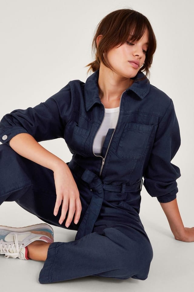 Monsoon Monsoon Women's Ally Zip-Up Jumpsuit in Blue - 2