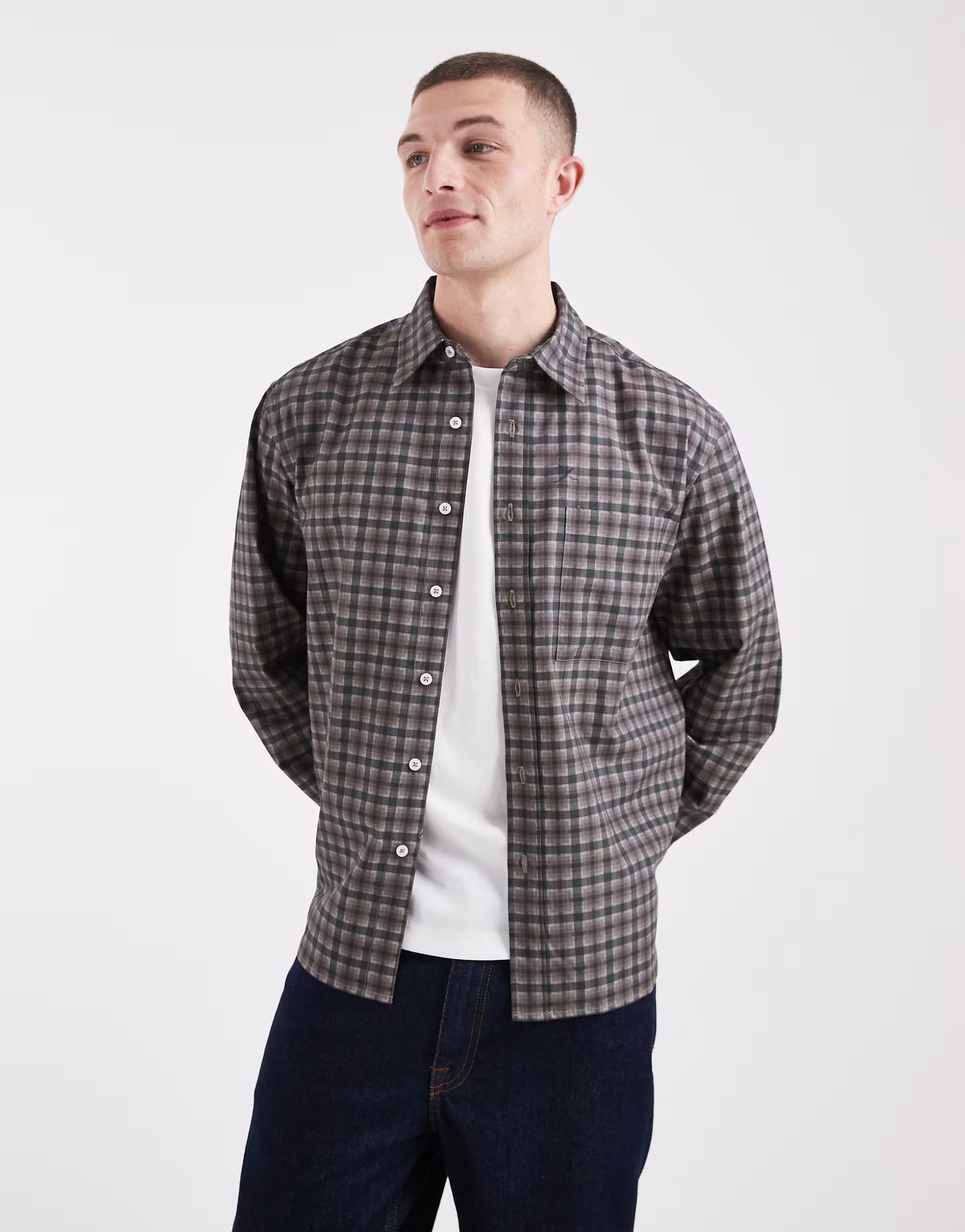 ASOS ONLY & SONS relaxed fit shirt in light brown check