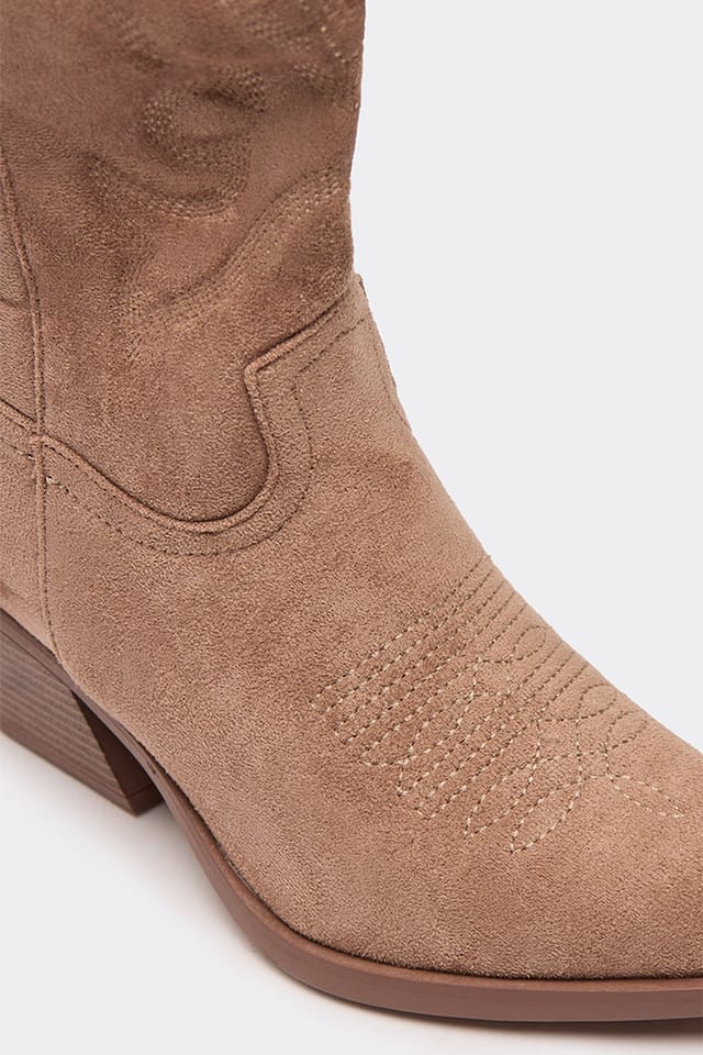 EGO EGO Women's Western Cowboy Faux Suede Block Heel Boots in Stone - 2