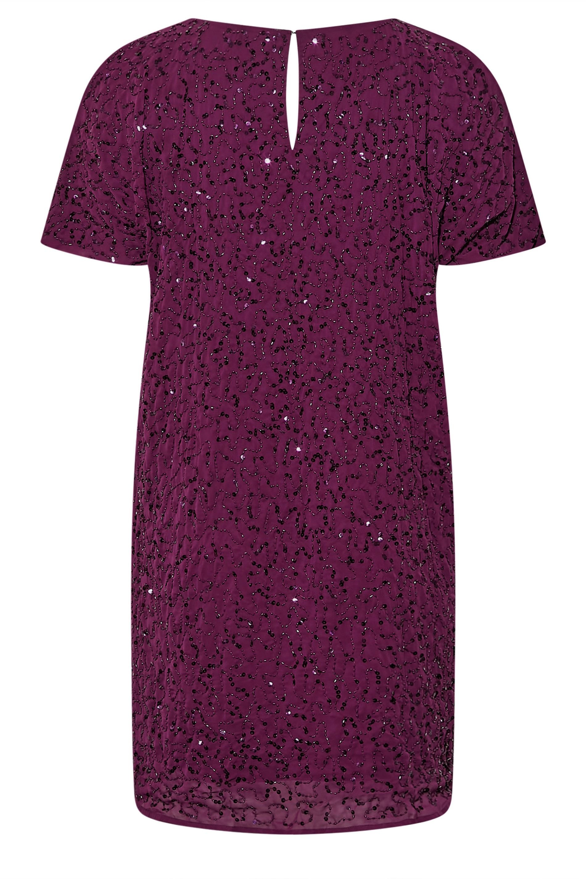 Yours Yours Women's Embellished Shift Dress in Plum - 4