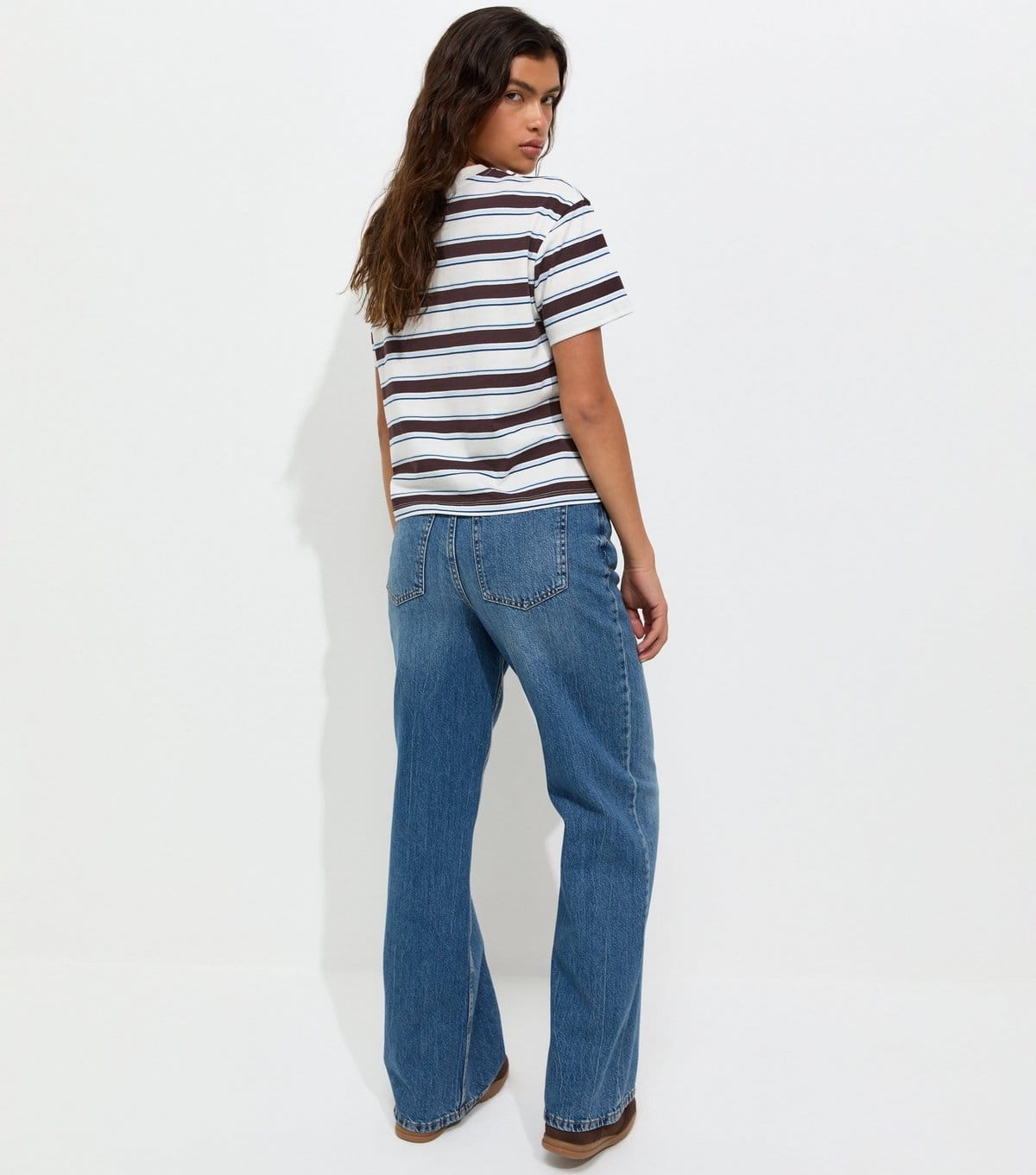 New Look Women's Brown Cotton Striped Boxy Fit T-Shirt New Look - 4
