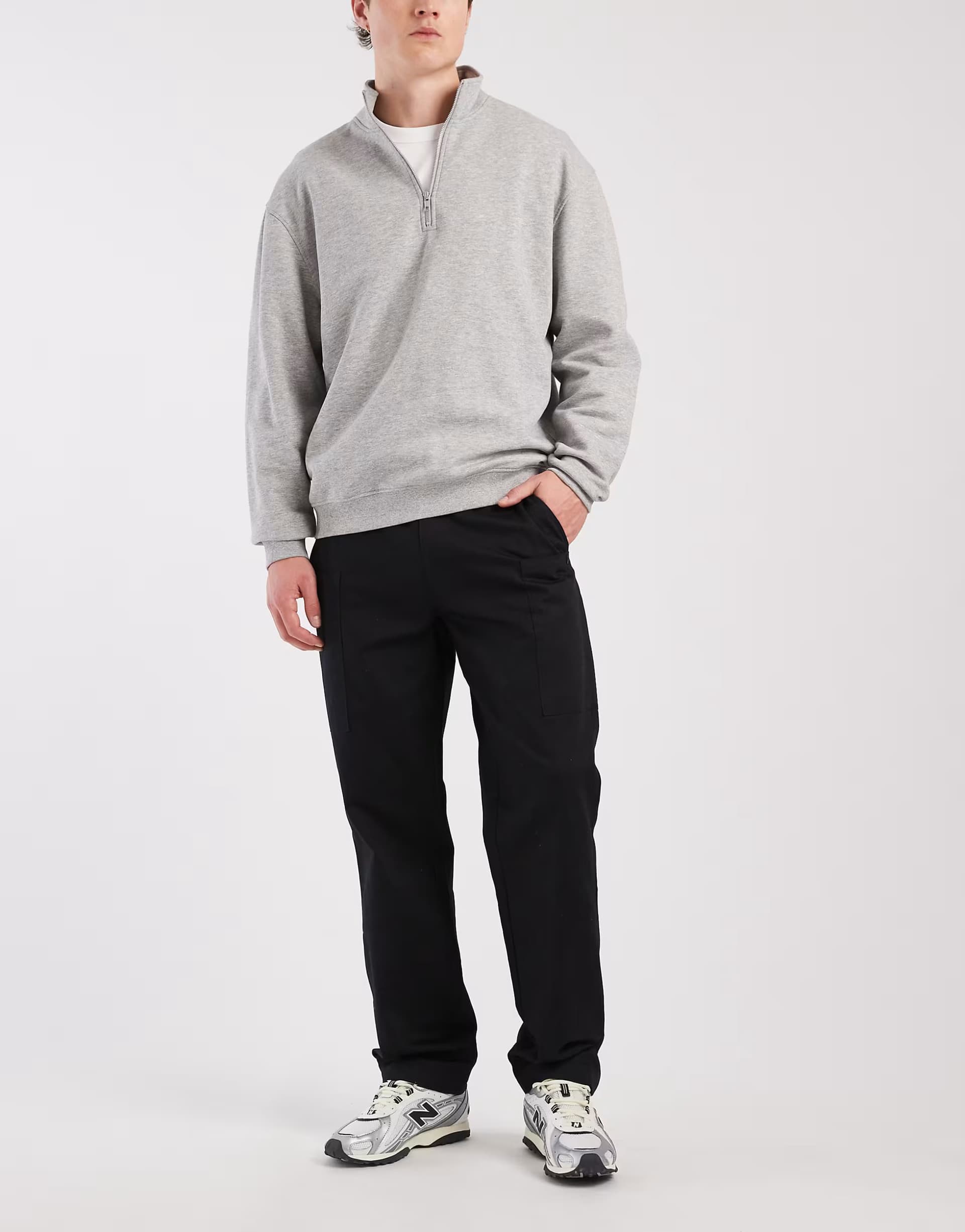 ASOS ASOS DESIGN straight cargos in slubby twill in black