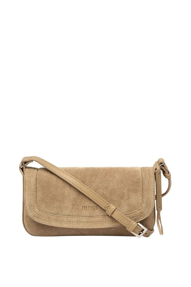 Cultured London Cultured London Women's 'Ashe' Suede Mini Cross Body Bag in Beige - 2