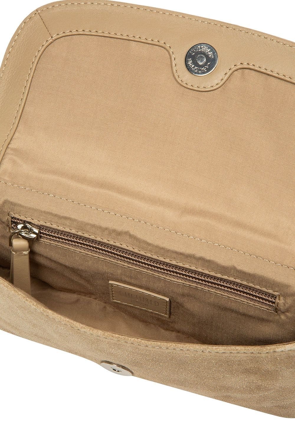 Cultured London Cultured London Women's 'Ashe' Suede Mini Cross Body Bag in Beige - 4