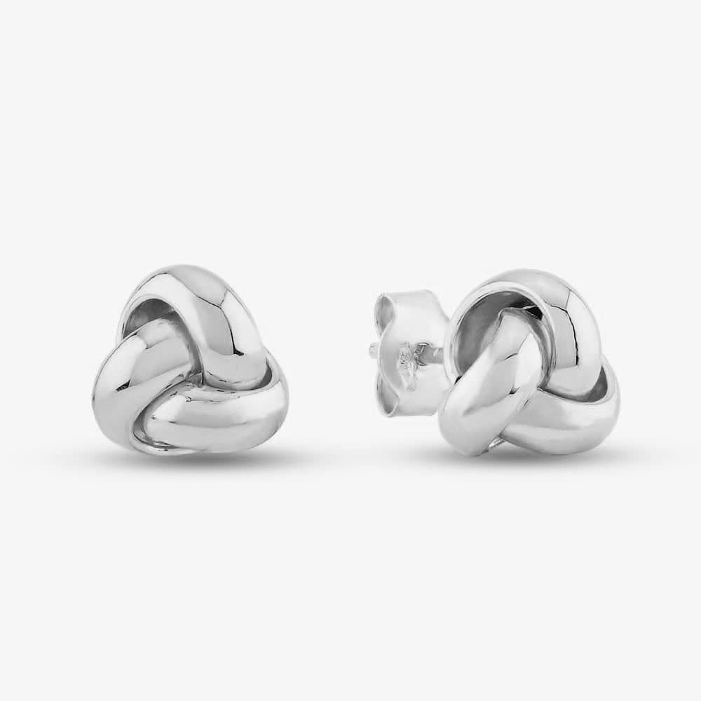T.H.Baker T.H.Baker Women's 9ct White Gold Tiny Triple Knot Earrings 5.55.6239 in Silver
