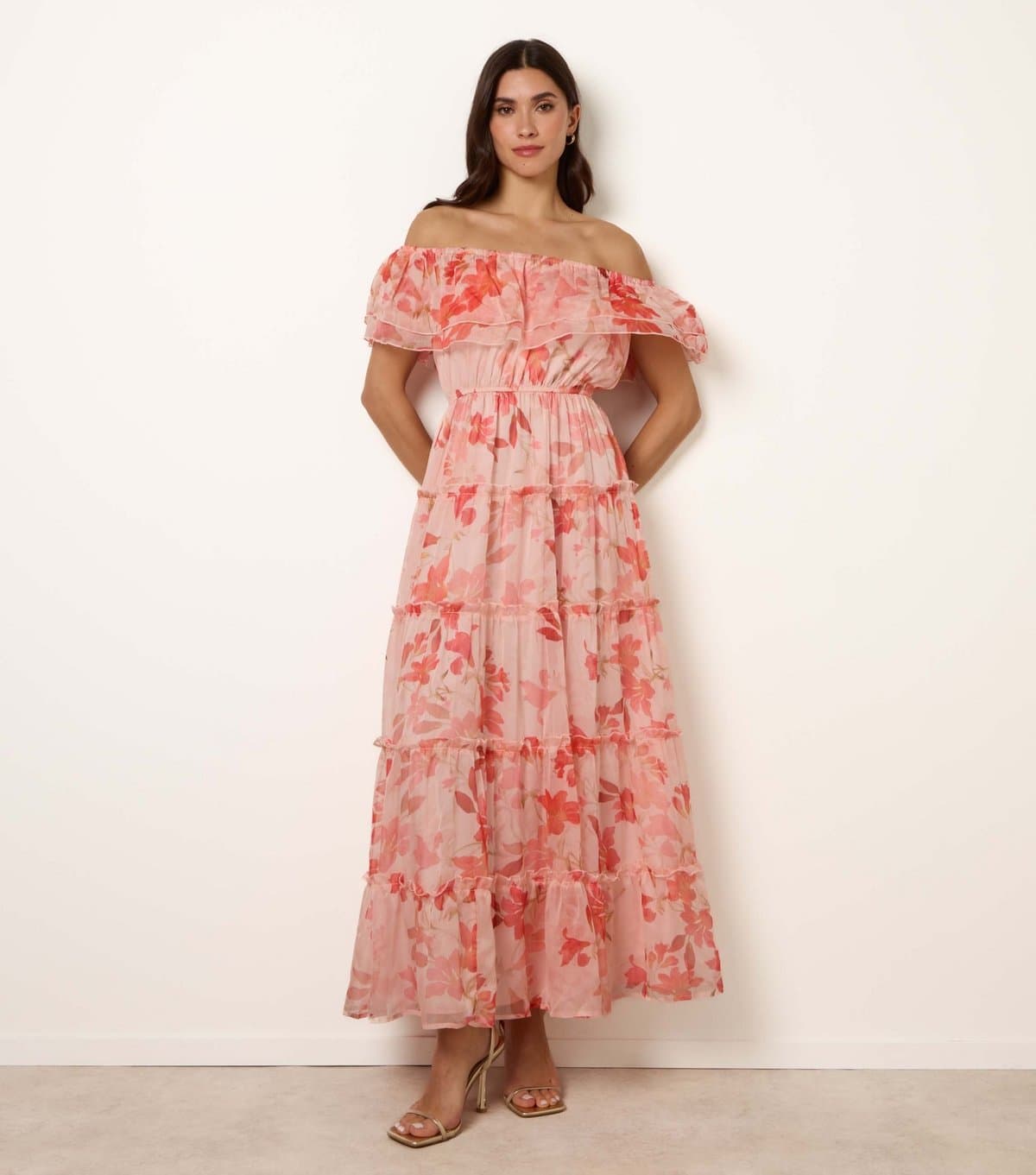 Blue Vanilla Women's Pink Floral Off Shoulder Dress Blue Vanilla New Look