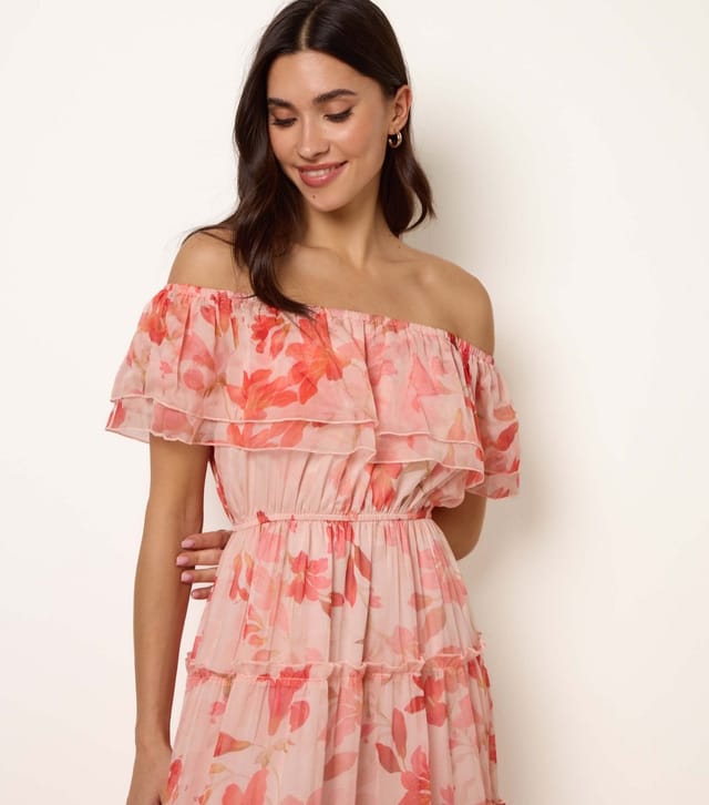 Blue Vanilla Women's Pink Floral Off Shoulder Dress Blue Vanilla New Look - 2
