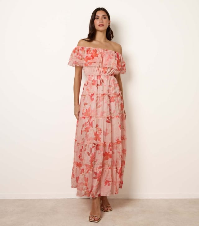 Blue Vanilla Women's Pink Floral Off Shoulder Dress Blue Vanilla New Look - 3