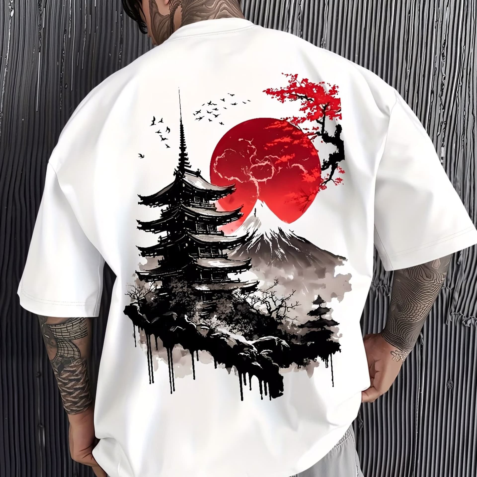 Dragodirect Dragodirect Men's Mens Japanese Inspired Crew Neck T-Shirt in White