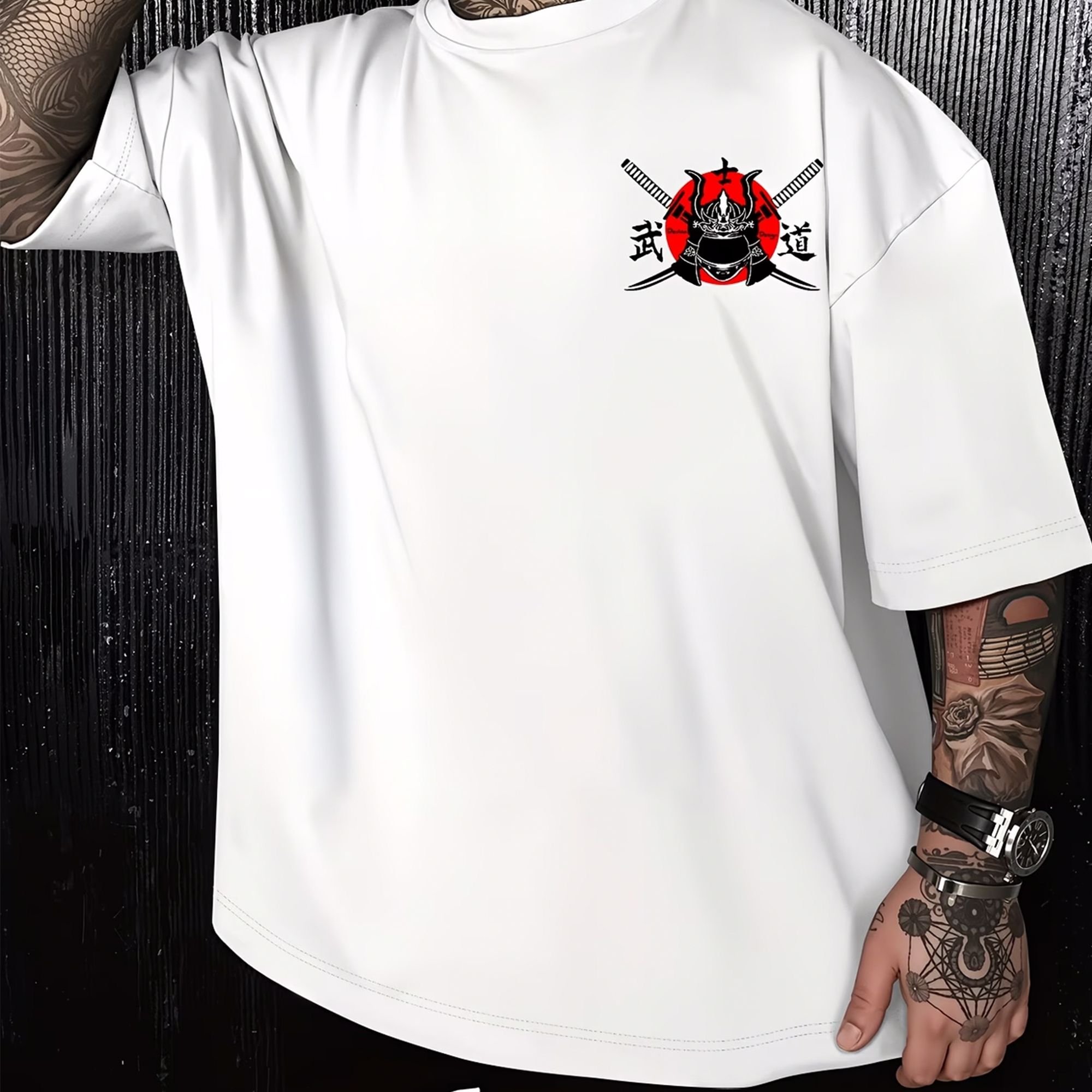 Dragodirect Dragodirect Men's Mens Japanese Inspired Crew Neck T-Shirt in White - 2