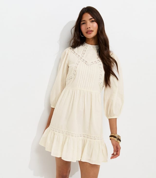New Look Women's Cream Lace Tiered Mini Dress New Look - 3