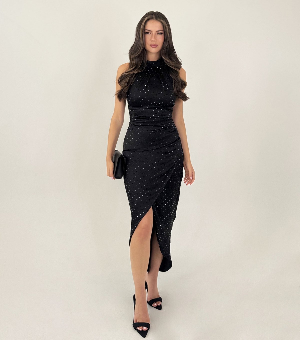 AX Paris Women's Black Diamante Halter Neck Midi Dress AX Paris New Look - 2