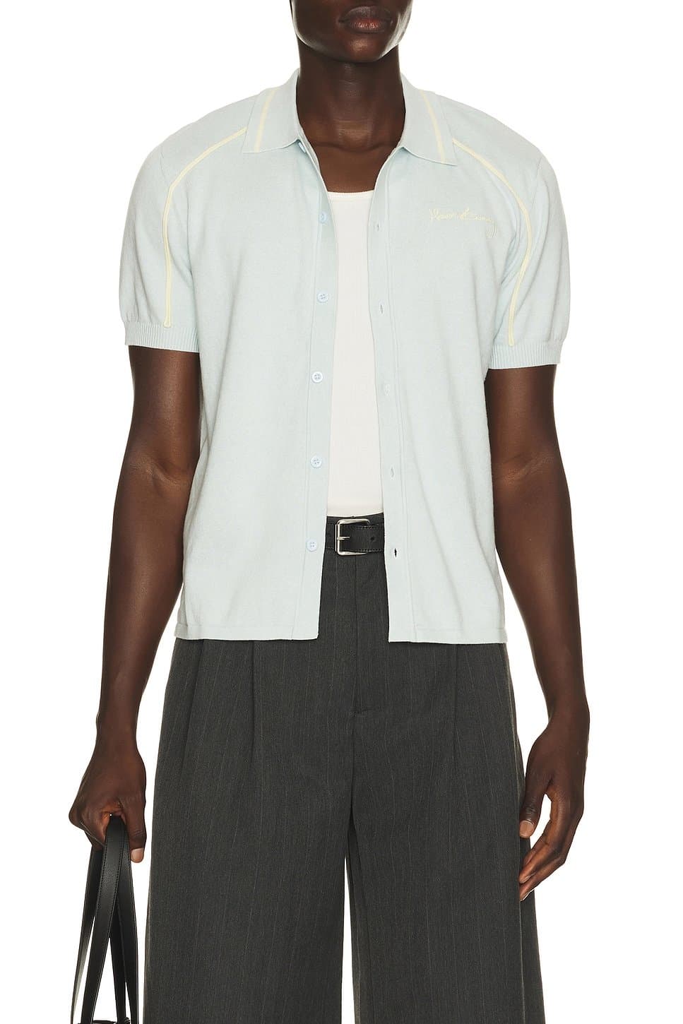 revolve Revolve Sky Blue Button Down Knitted Polo