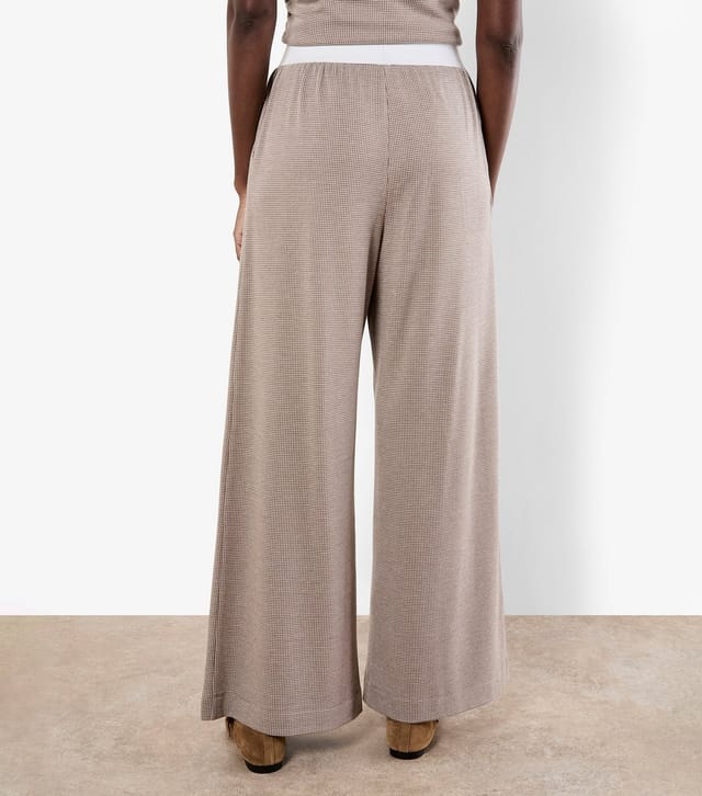 Apricot Women's Stone Dogtooth Elasticated Waist Trousers Apricot New Look - 3