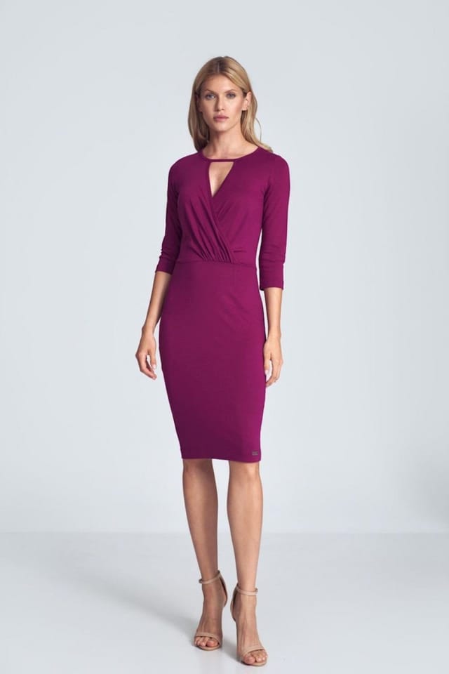 Love Lace Love Lace Women's Casual Midi Envelope Dress with Piping Zip in Violet - 2