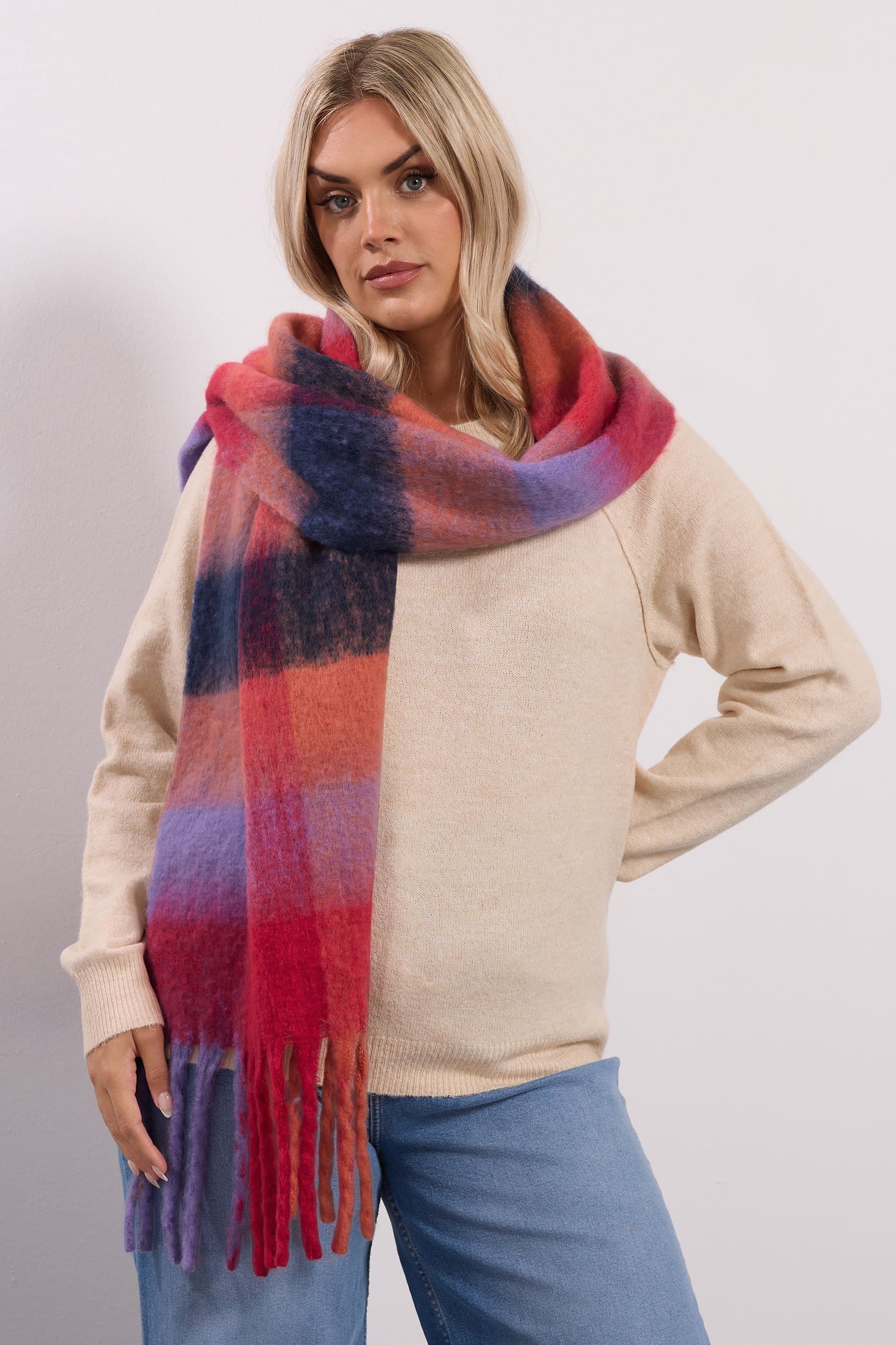 Yours Red Checked Soft Touch Scarf