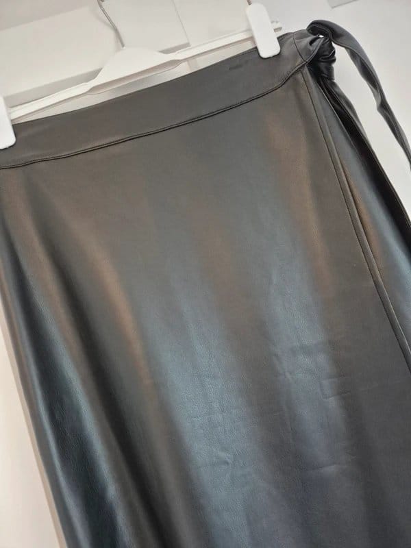 NEVER Fully Dressed Black Vegan Leather Wrap Skirt