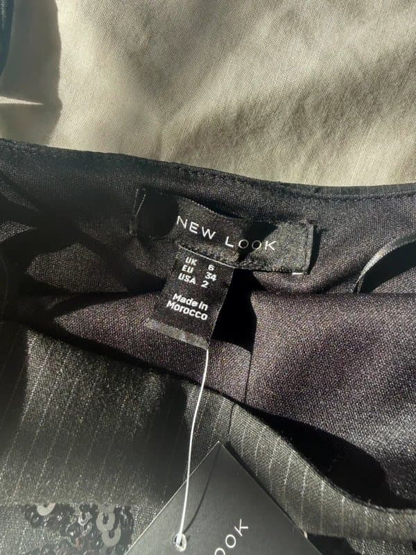 New Look Black embellished striped crop top