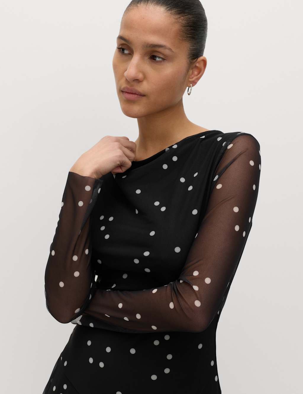 Marks & Spencer M&S Printed Cowl Neck Midaxi Skater Dress Black Mix - 4