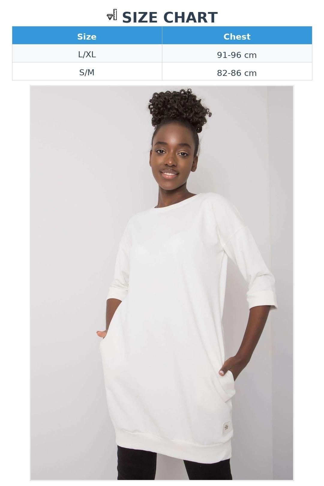 Love Lace Love Lace Women's Extended Cut Sweatshirt Dress Tunic 3/4 in Off-White - 4