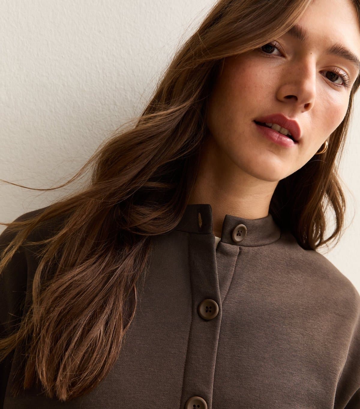 New Look New Look Dark Brown Jersey Sweatshirt Cardigan