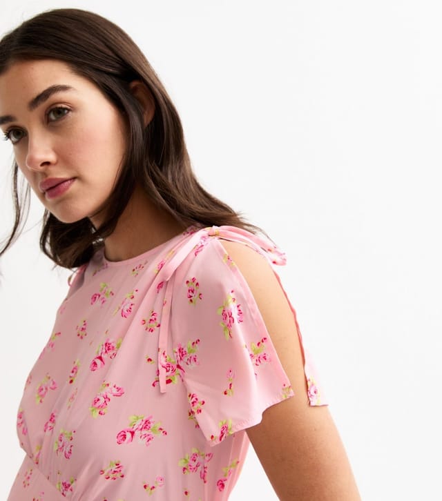 New Look Women's Maternity Pink Floral Print Flutter Sleeve Midi Dress New Look - 2