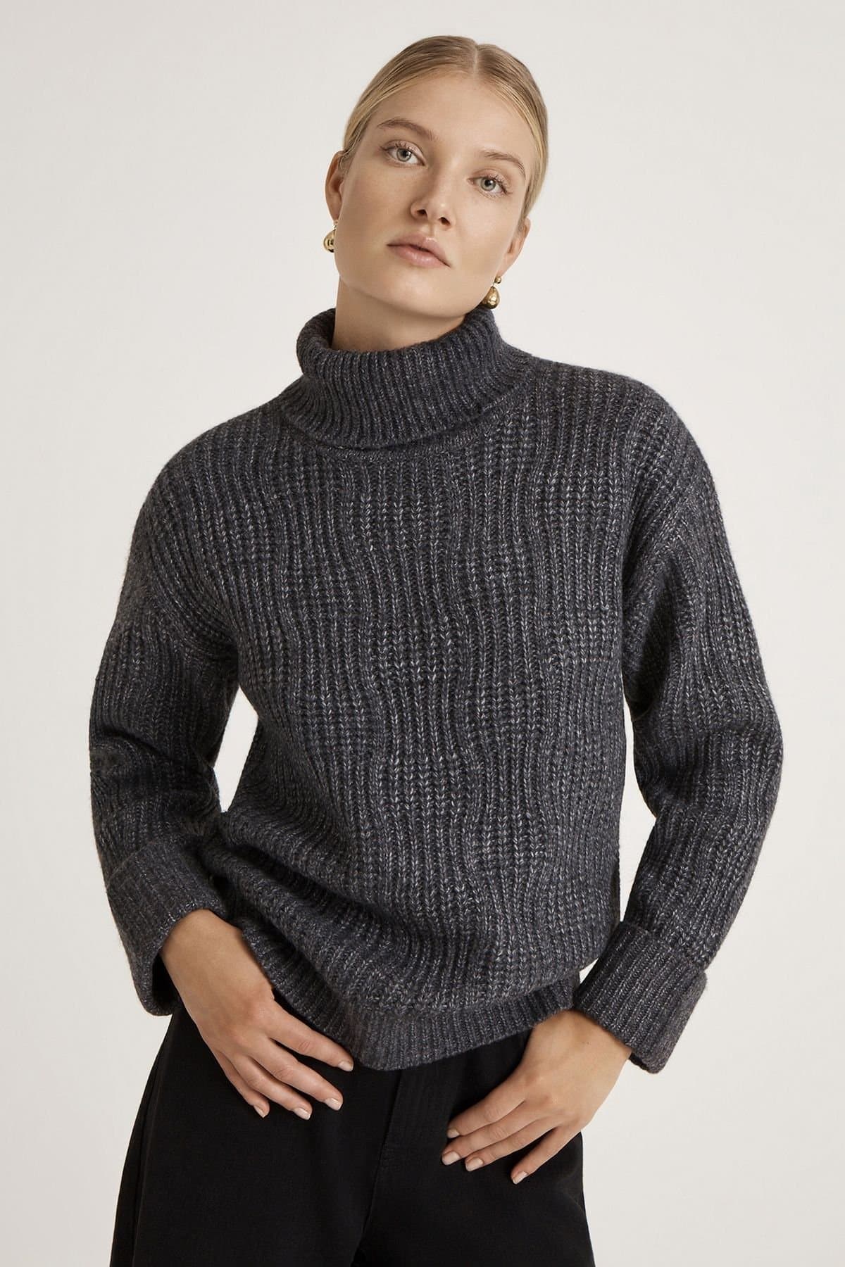 Finery London Finery London Dark Grey Roll Neck Knitted Jumper