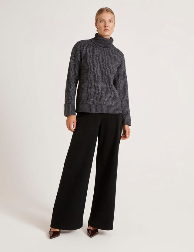 Finery London Finery London Women's Albie Roll Neck Knitted Jumper in Dark Grey - 2