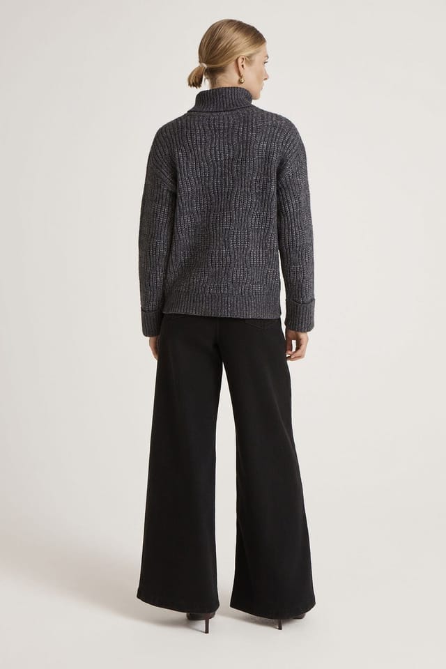 Finery London Finery London Women's Albie Roll Neck Knitted Jumper in Dark Grey - 3