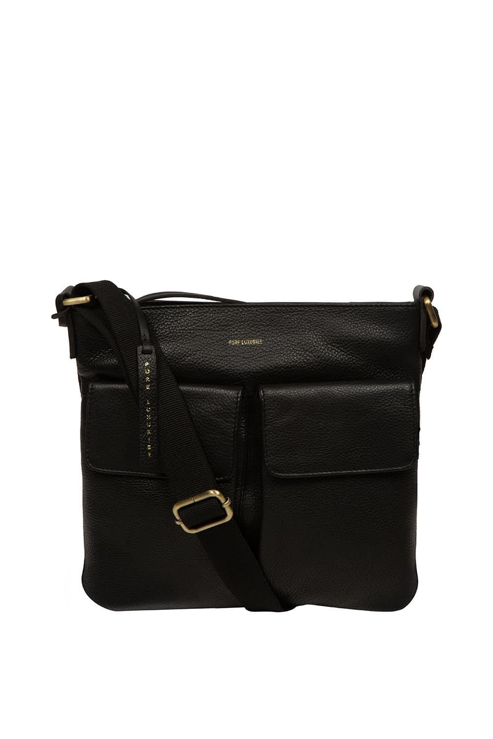 Pure Luxuries London Pure Luxuries London Black Leather Cross Body Bag